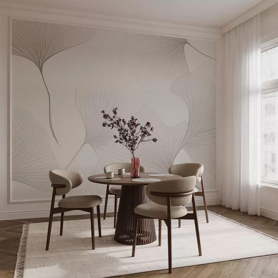 Carta da parati nature Foglie di ginkgo trasparenti 