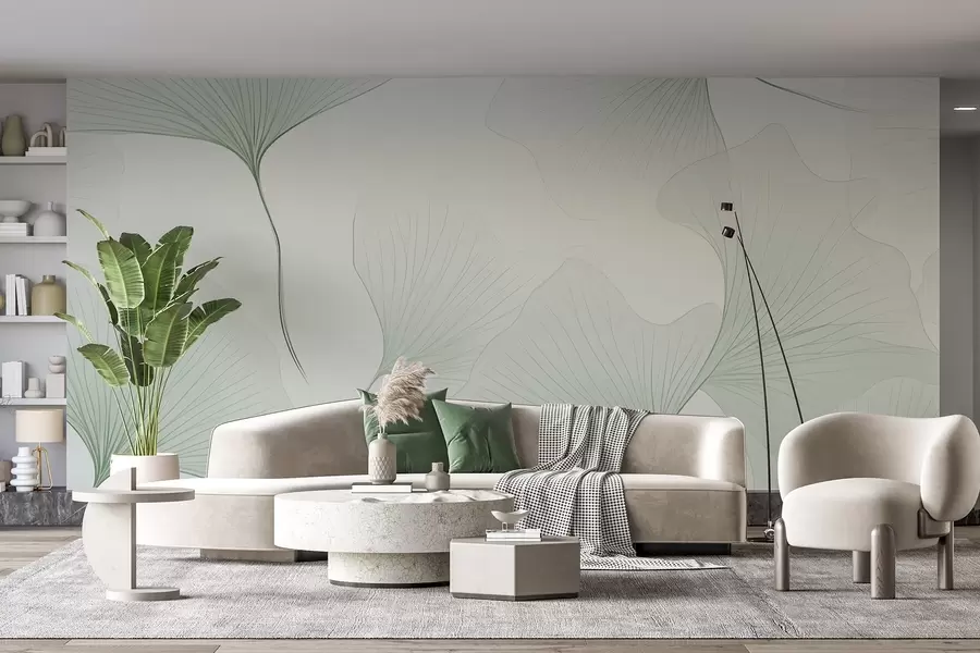 Carta da parati nature Foglie di ginkgo trasparenti 