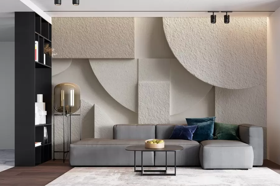 carta da parati Composizione astratta di forme geometriche beige nr. w04395