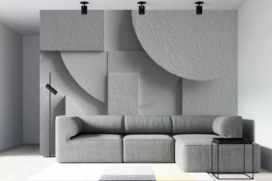 carta da parati Composizione astratta con forme geometriche tridimensionali bianche nr. w04395v1