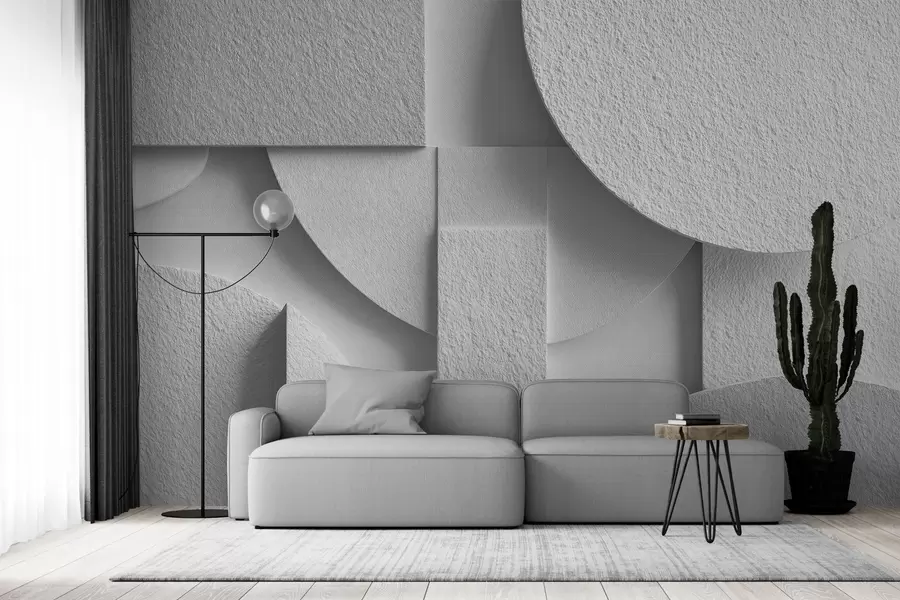 carta da parati Composizione astratta con forme geometriche tridimensionali bianche nr. w04395v1