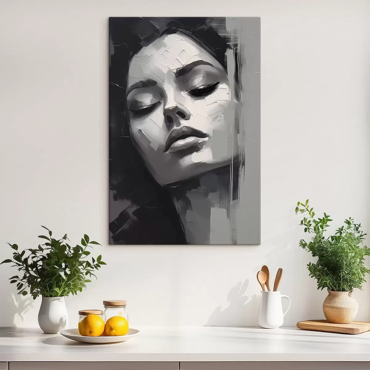 carta da parati Ritratto in bianco e nero di una donna con gli occhi chiusi nr. s45479