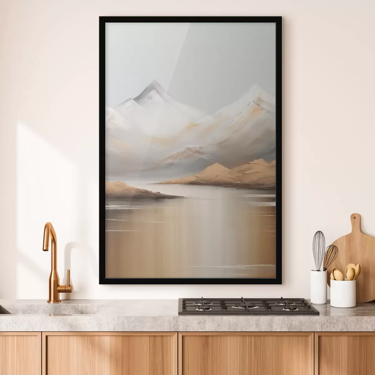 Poster Lago di montagna sotto le cime innevate f45466