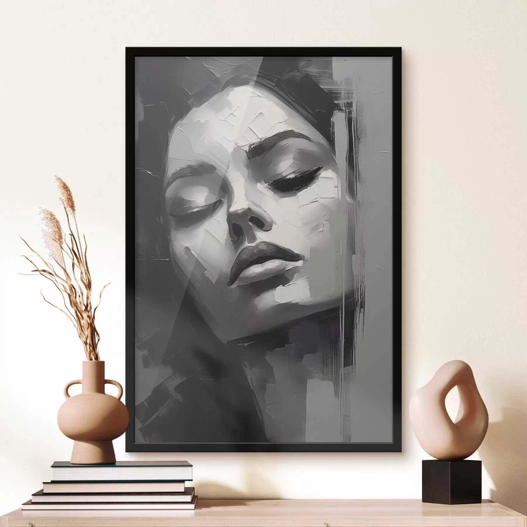 carta da parati Ritratto in bianco e nero di una donna con gli occhi chiusi nr. f45479