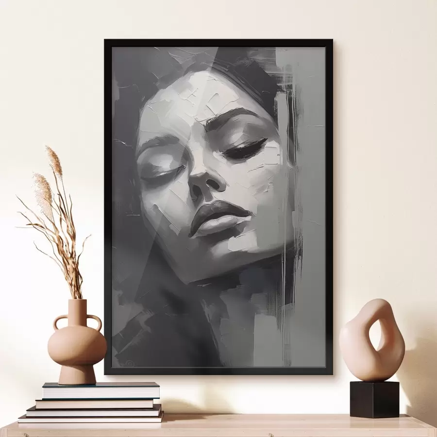 carta da parati Ritratto in bianco e nero di una donna con gli occhi chiusi nr. f45479