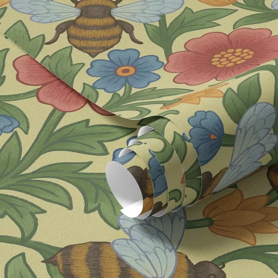 carta da parati Fiori luminosi con api grandi nr. a00315