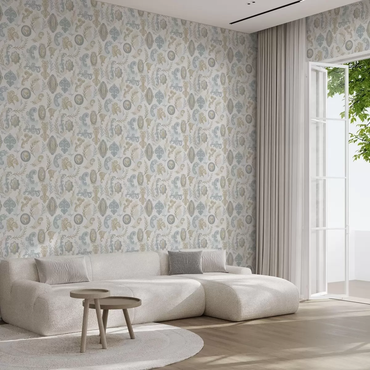 Carta da parati Ornamento classico con medaglioni e motivi a00319