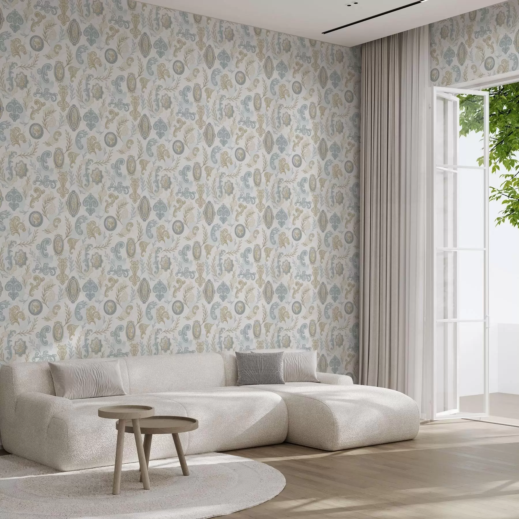 carta da parati Ornamento classico con medaglioni e motivi nr. a00319