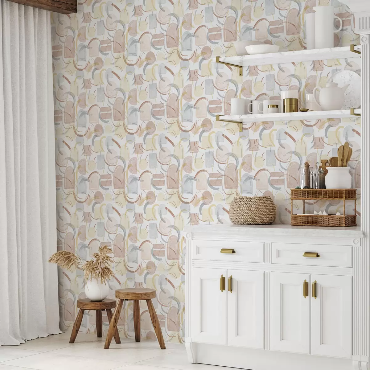 Carta da parati Forme astratte in tonalità pastello a00328