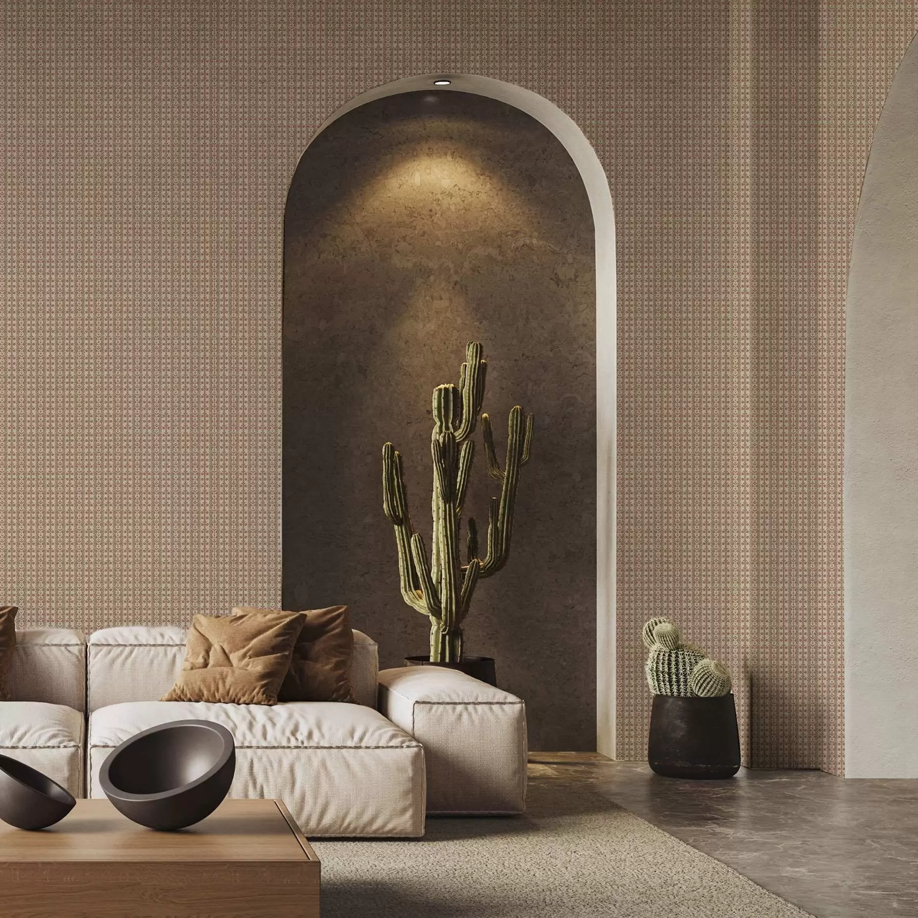 carta da parati Ornamento a righe con fiori rossi nr. a00341