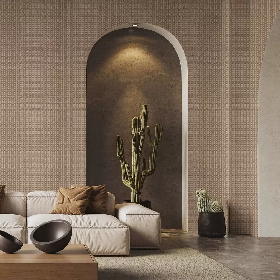 carta da parati Ornamento a righe con fiori rossi nr. a00341