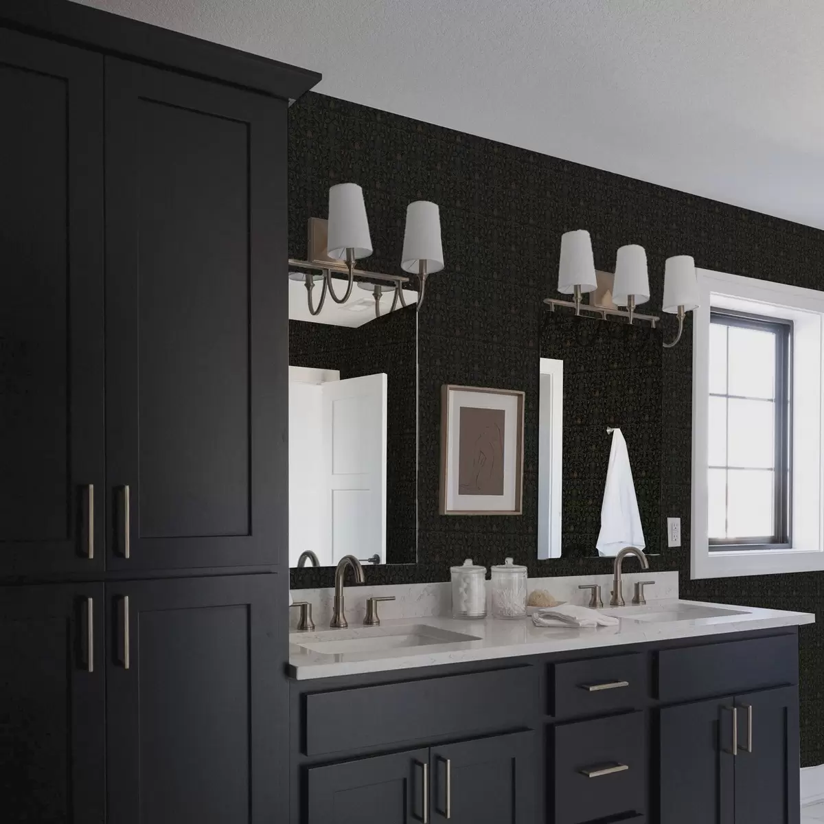 Carta da parati Ornamento scuro con piante in stile classico a00412