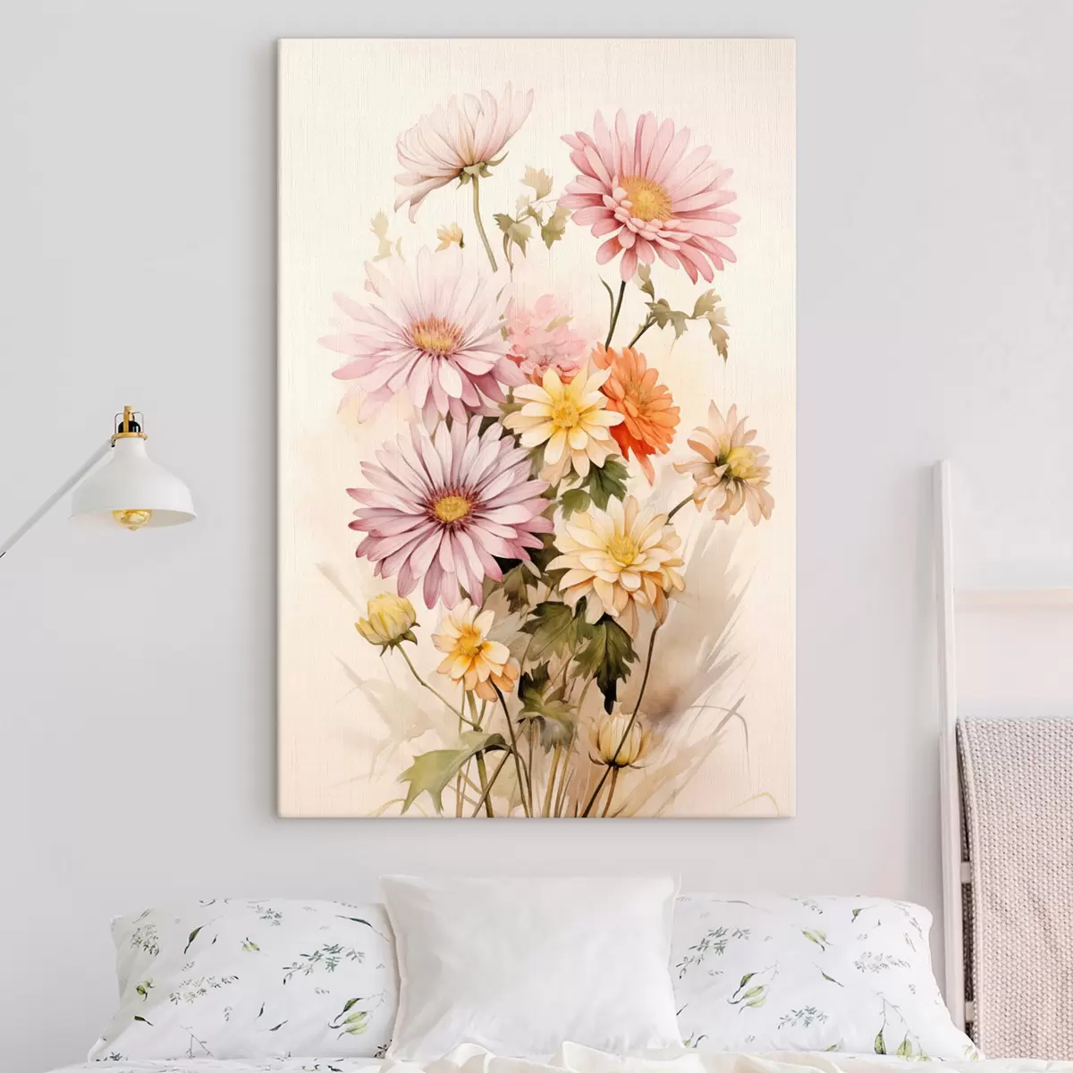 carta da parati Un bouquet di fiori colorati, stile acquerello morbido, su uno sfondo chiaro nr. s45559