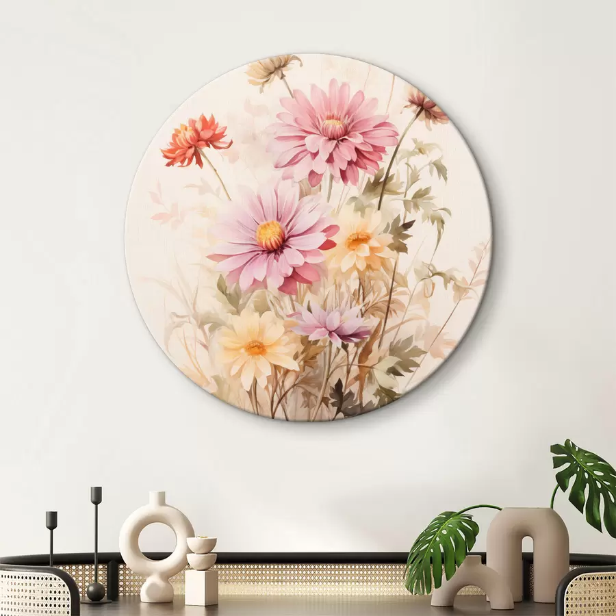 carta da parati Un bouquet di fiori colorati, stile acquerello morbido, su uno sfondo chiaro, illustrazione botanica nr. r45560