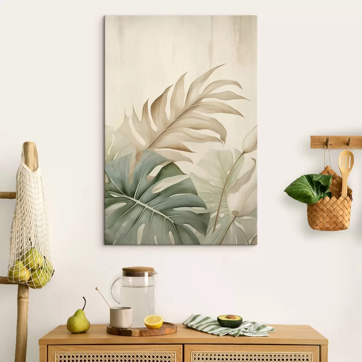 carta da parati Foglie tropicali su sfondo chiaro nr. s45617