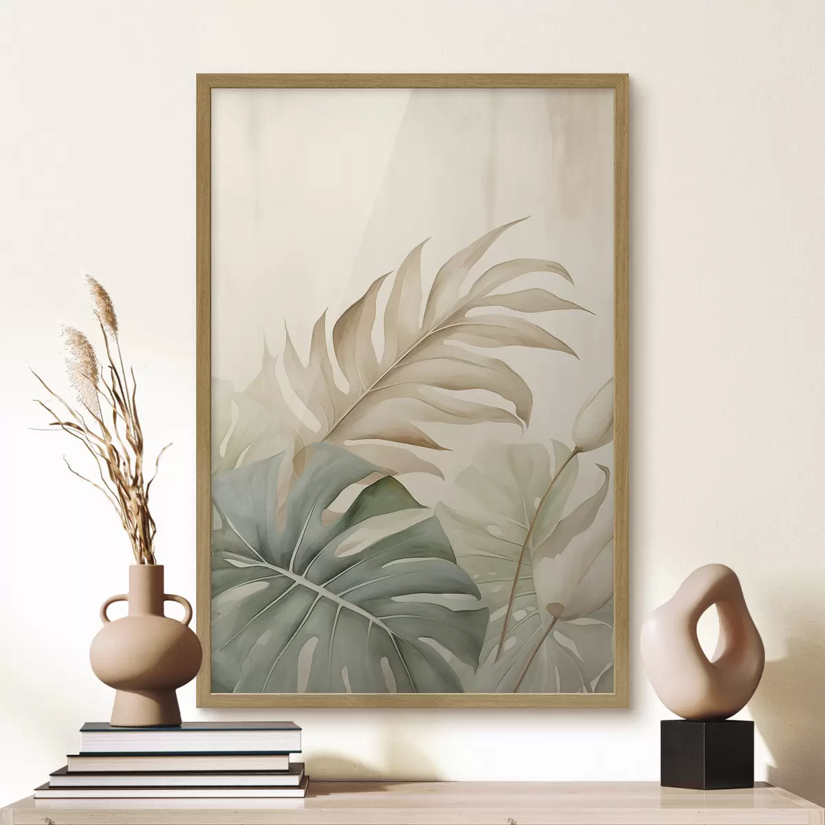 Poster Foglie tropicali su sfondo chiaro f45617