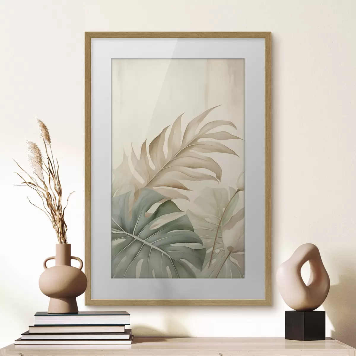 Poster Foglie tropicali su sfondo chiaro f45617