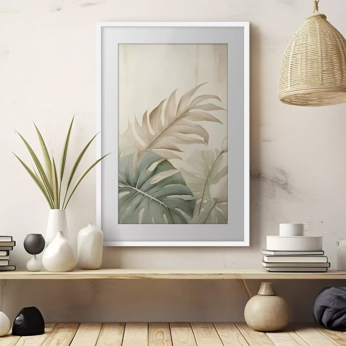 Poster Foglie tropicali su sfondo chiaro f45617