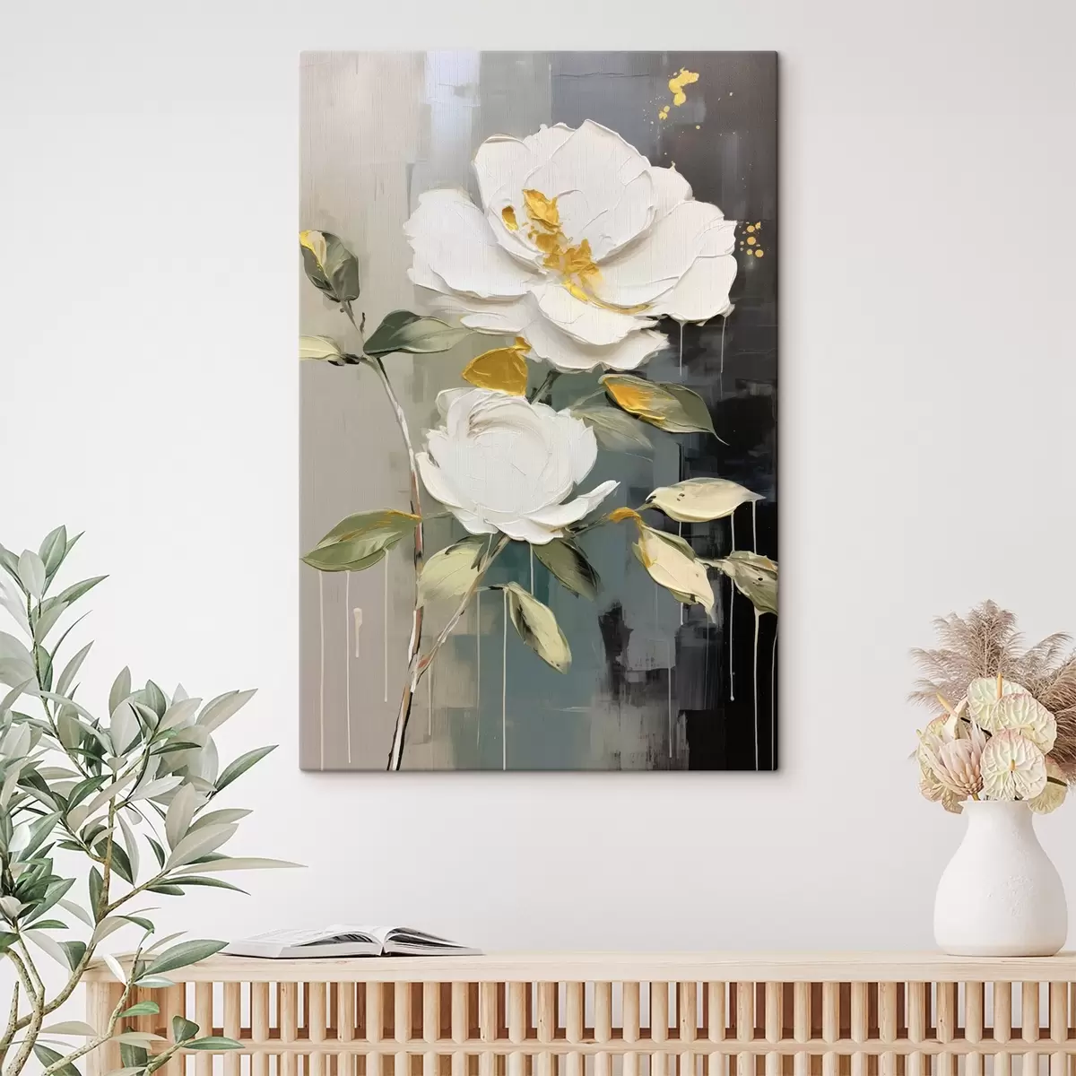 carta da parati Fiori voluminosi: motivo decorativo in tonalità chiare e scure nr. s45531