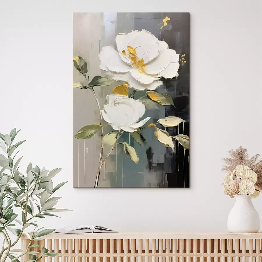 carta da parati Fiori voluminosi: motivo decorativo in tonalità chiare e scure nr. s45531