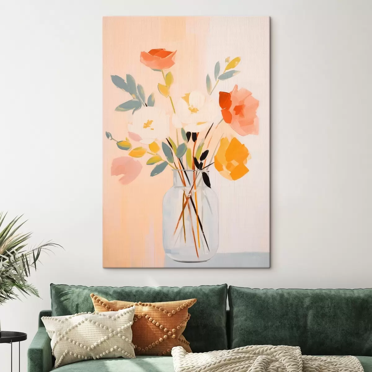 carta da parati Fiori decorativi: bouquet astratto in un vaso su sfondo chiaro nr. s45539