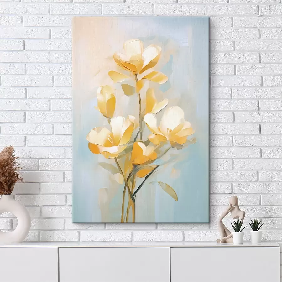 carta da parati Motivo floreale: bouquet nei toni del giallo chiaro e del blu nr. s45540