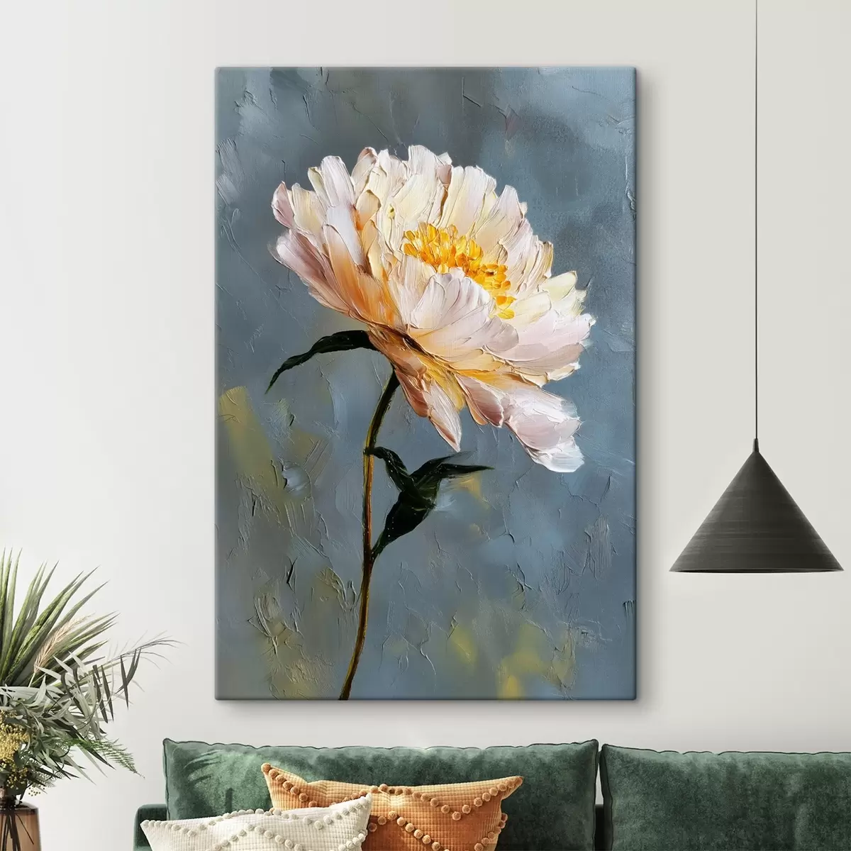 carta da parati Fiore astratto: composizione nei toni del blu e del grigio nr. s45542