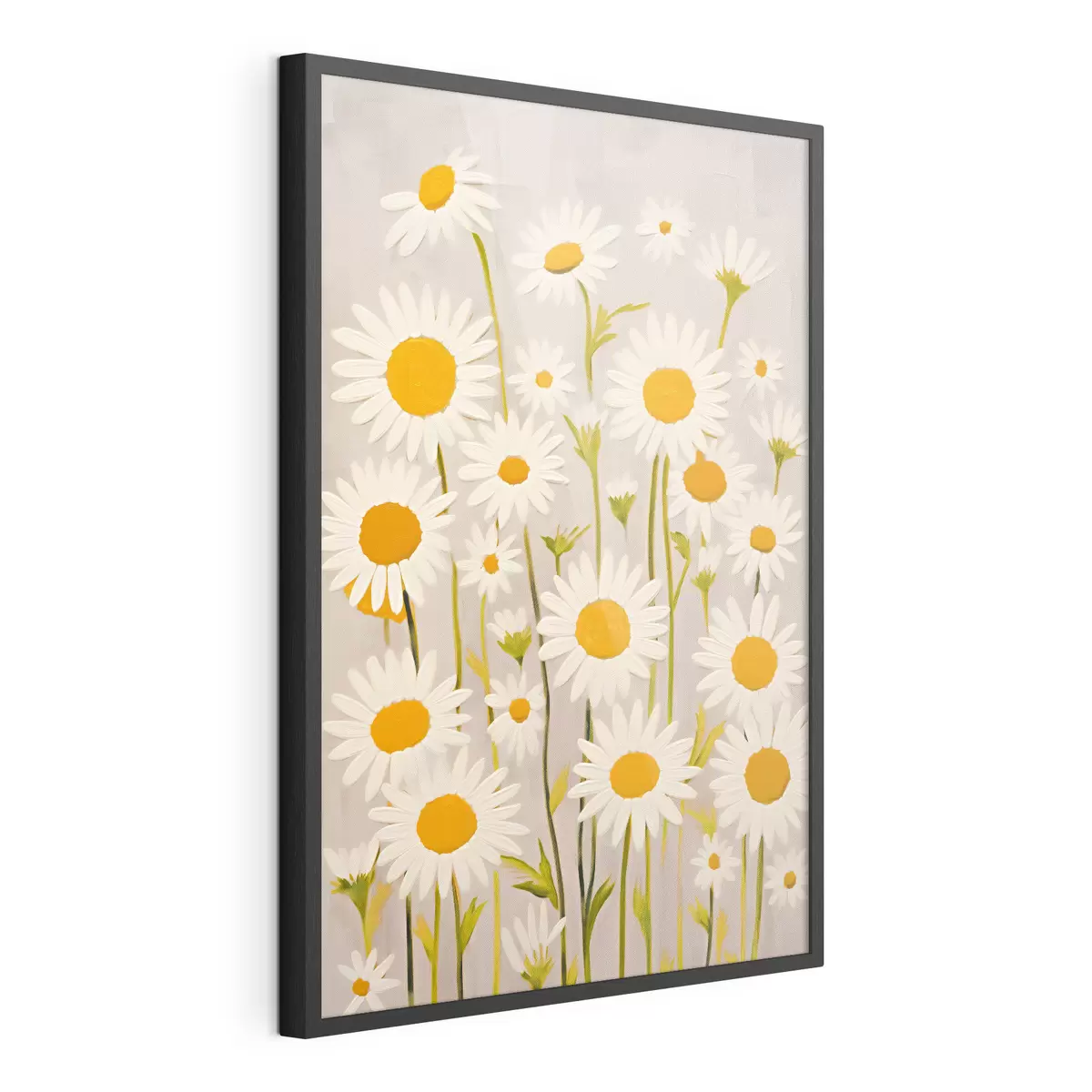 Poster Fiori di campo: composizione di margherite su sfondo chiaro f45528