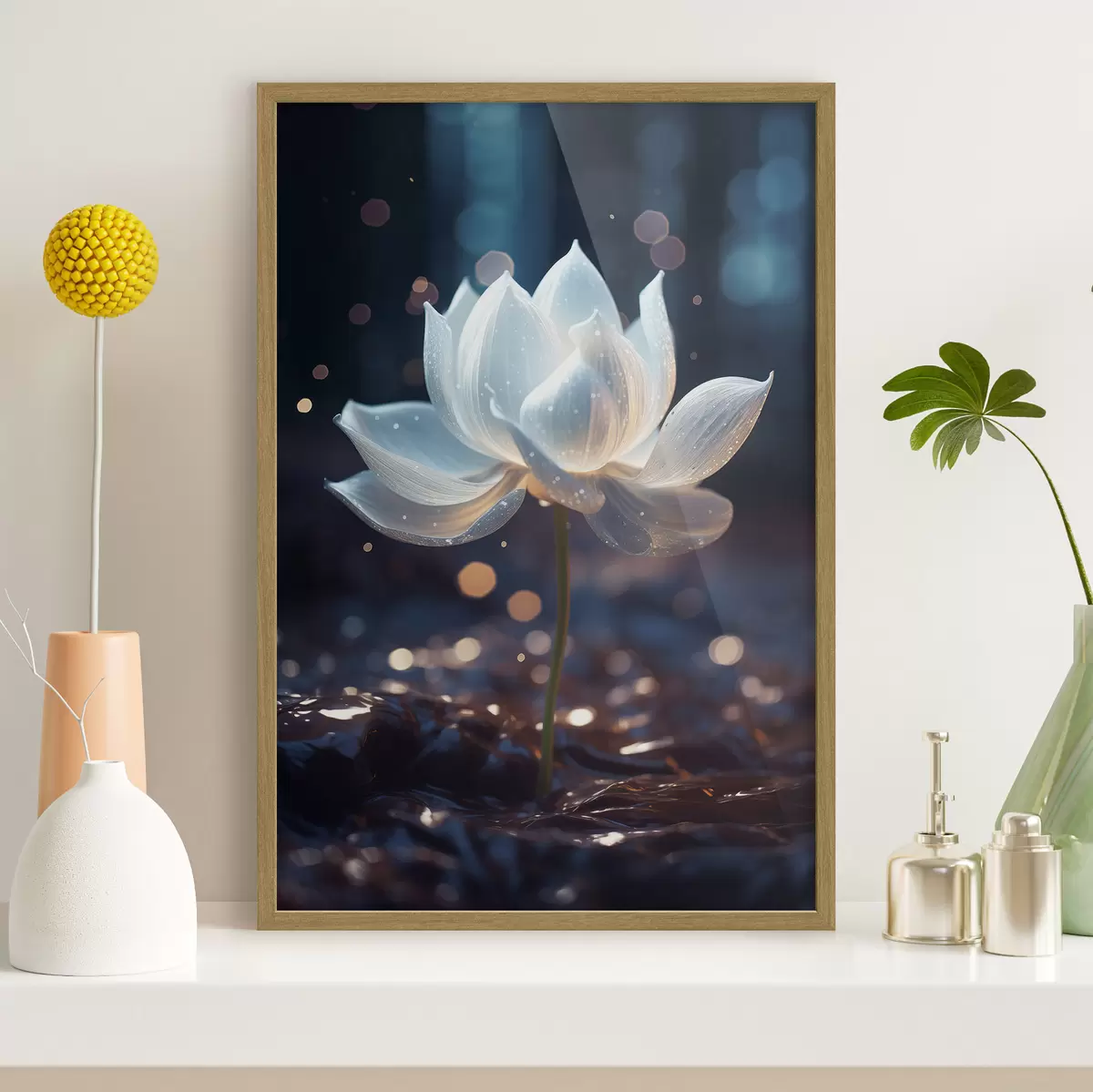 Poster Loto fresco: composizione di fiori su sfondo scuro f45530