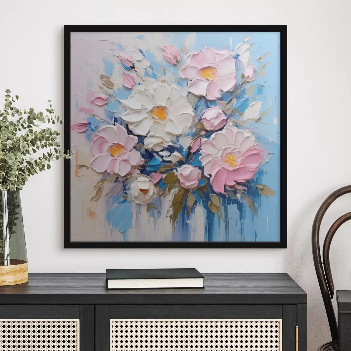 Poster Composizione pittorica nei toni del rosa e del blu f45538