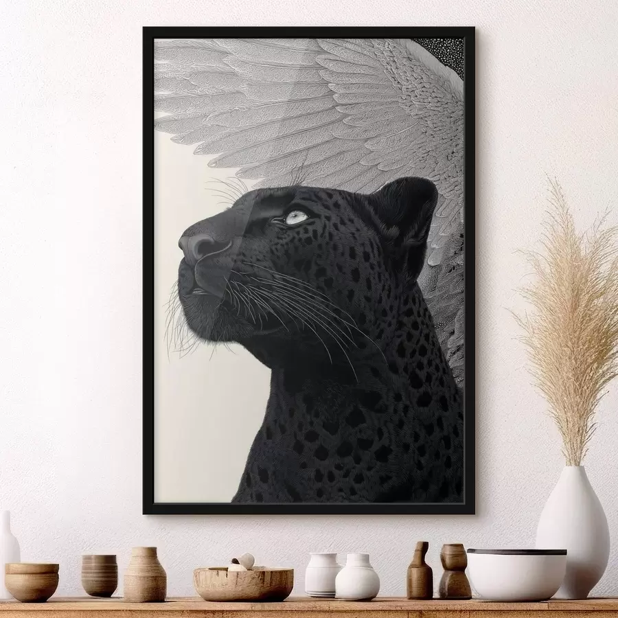 carta da parati Composizione grafica: pantera con ali nr. f45548