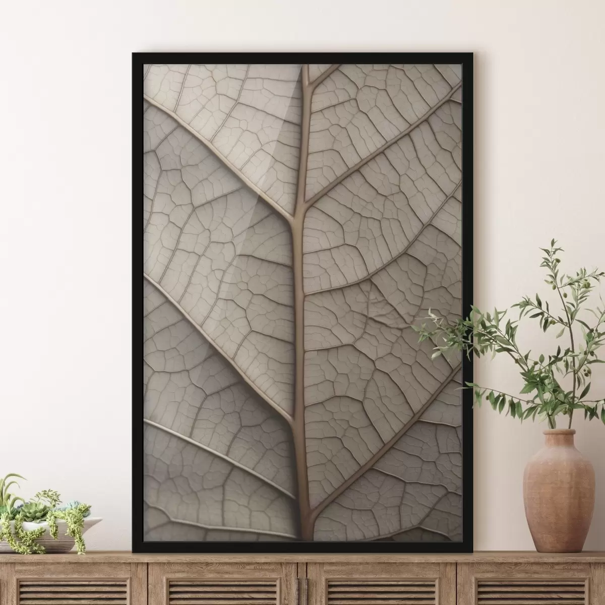 Poster Foglia secca con venature f45604