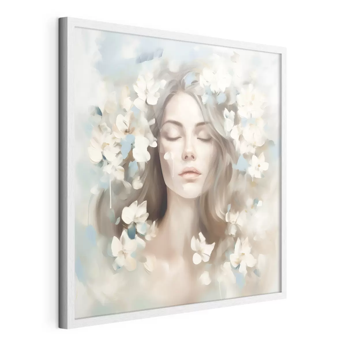 Poster Ritratto astratto di donna con fiori in forma di pennellate f45450