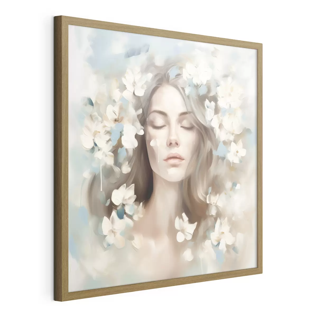 Poster Ritratto astratto di donna con fiori in forma di pennellate f45450