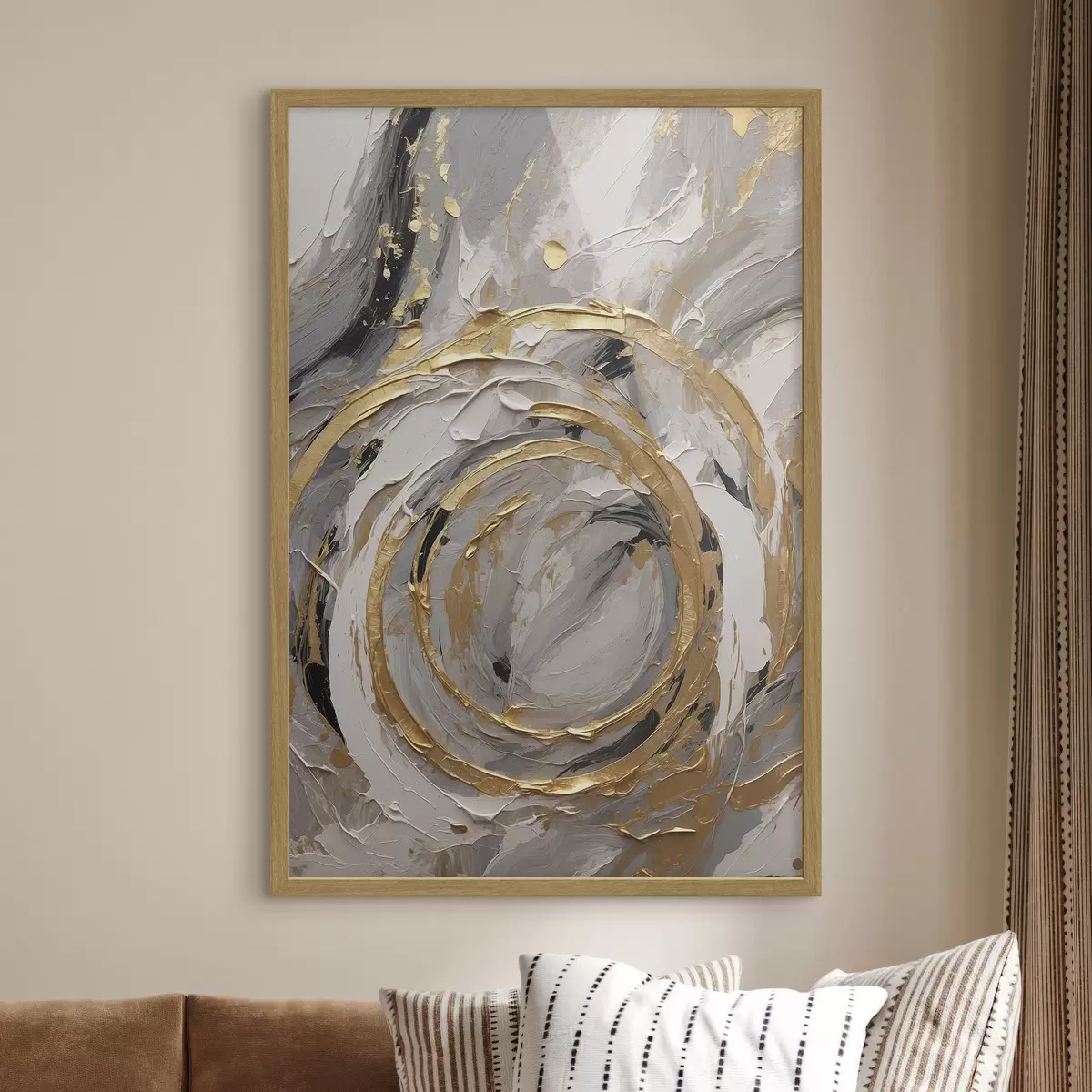 Poster Cerchi concentrici astratti nei toni del grigio e del bianco f45487