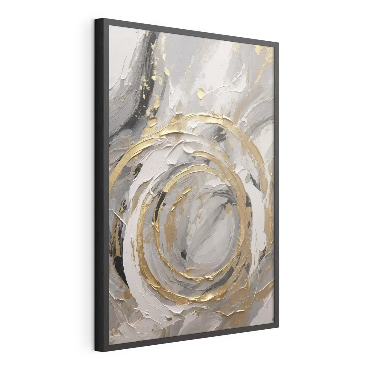 Poster Cerchi concentrici astratti nei toni del grigio e del bianco f45487
