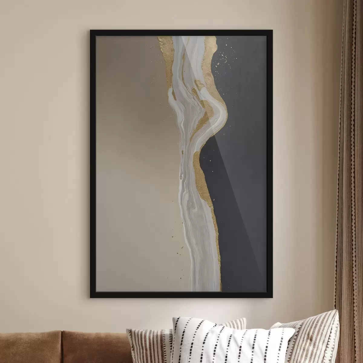 Poster Pittura astratta nei toni del beige e del nero f45494