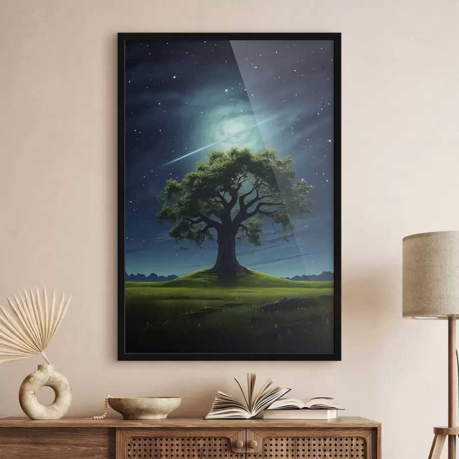 carta da parati Albero verde di notte nr. f45503