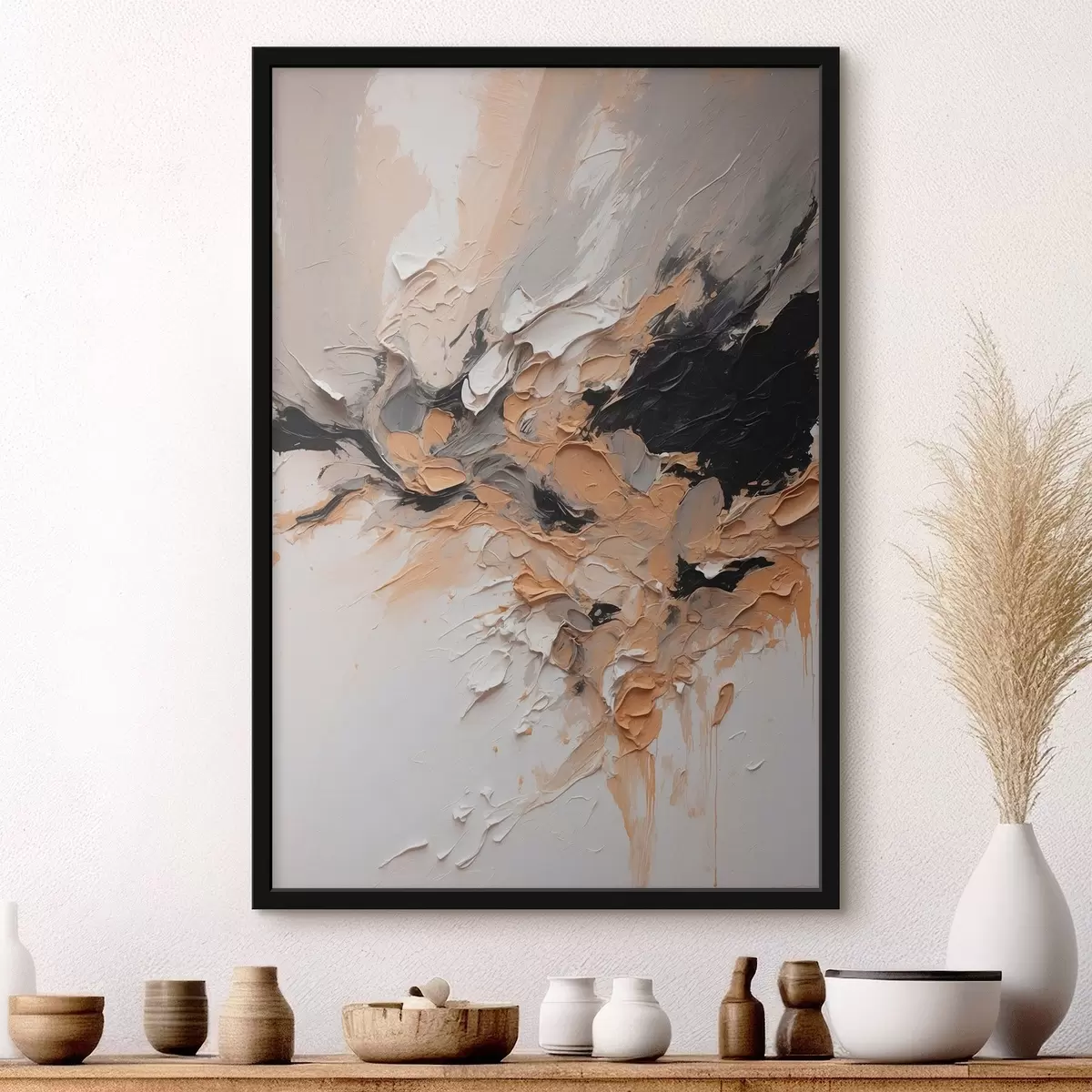 Poster Texture astratta con pennellate di colore f45619