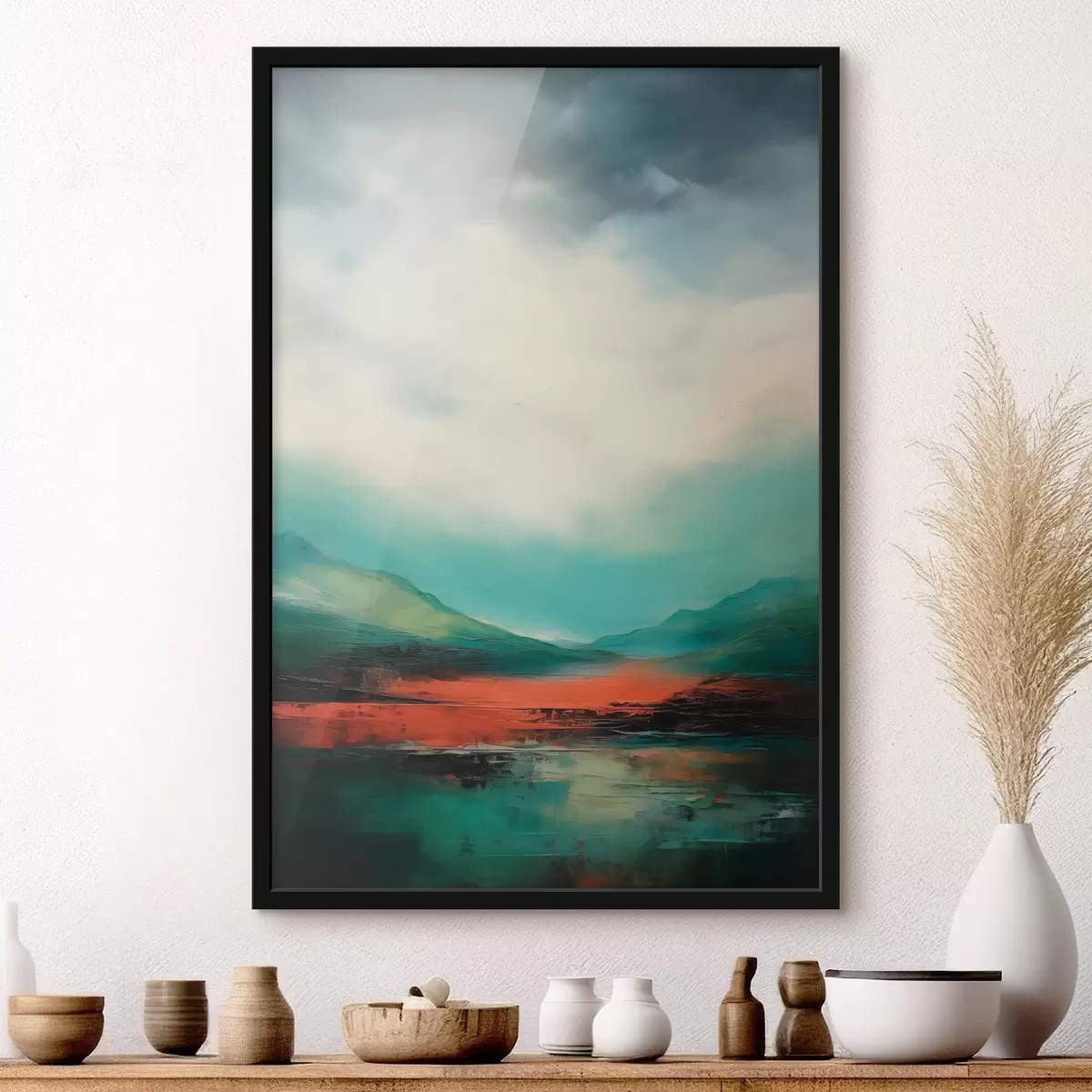 Poster Paesaggio luminoso con nuvole e montagne f45626