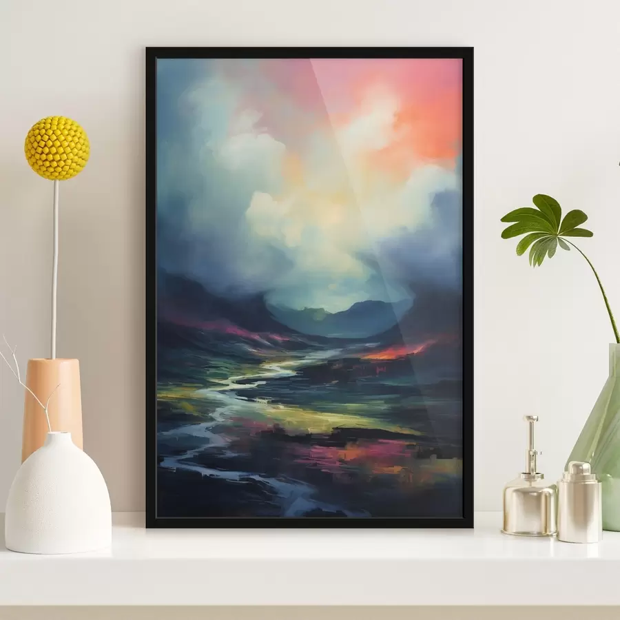 carta da parati Paesaggio astratto con fiume e montagne nr. f45627