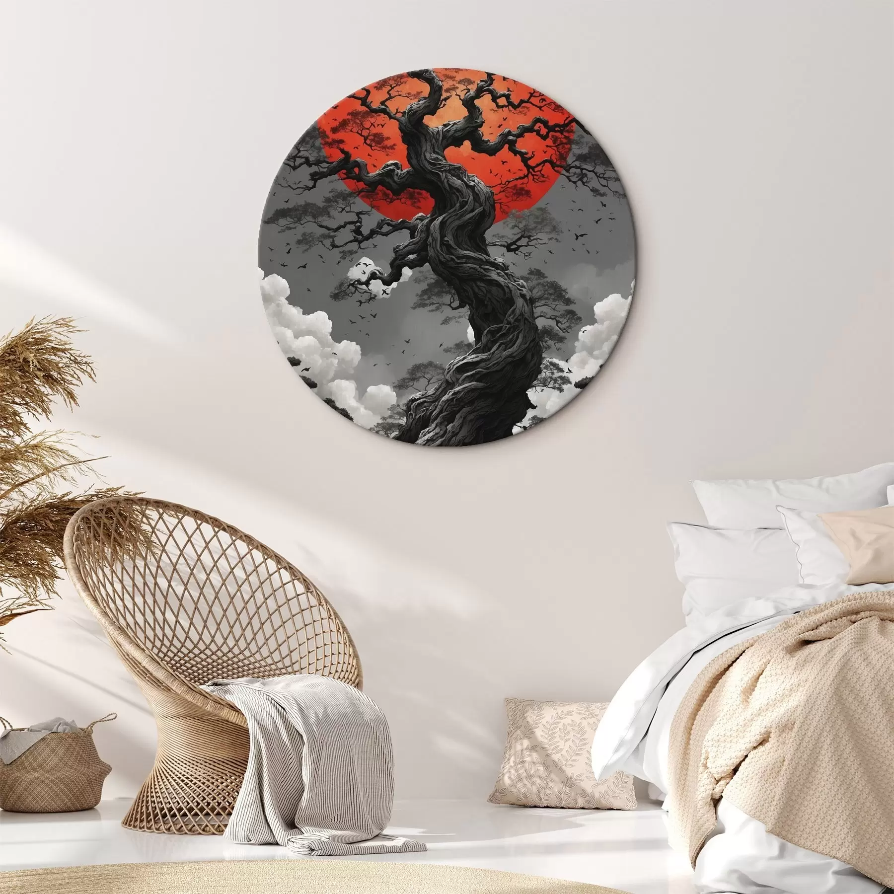 carta da parati Albero e sole rosso nr. r45485