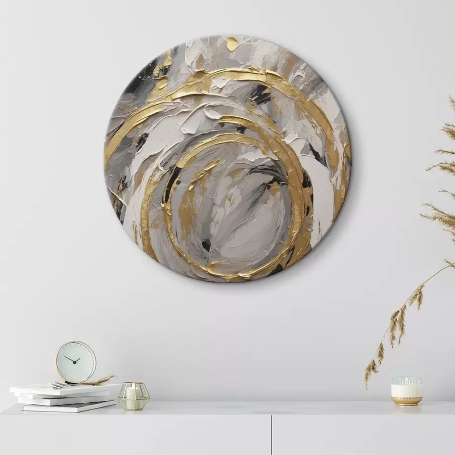 carta da parati Cerchi concentrici astratti nei toni del grigio e del bianco nr. r45487