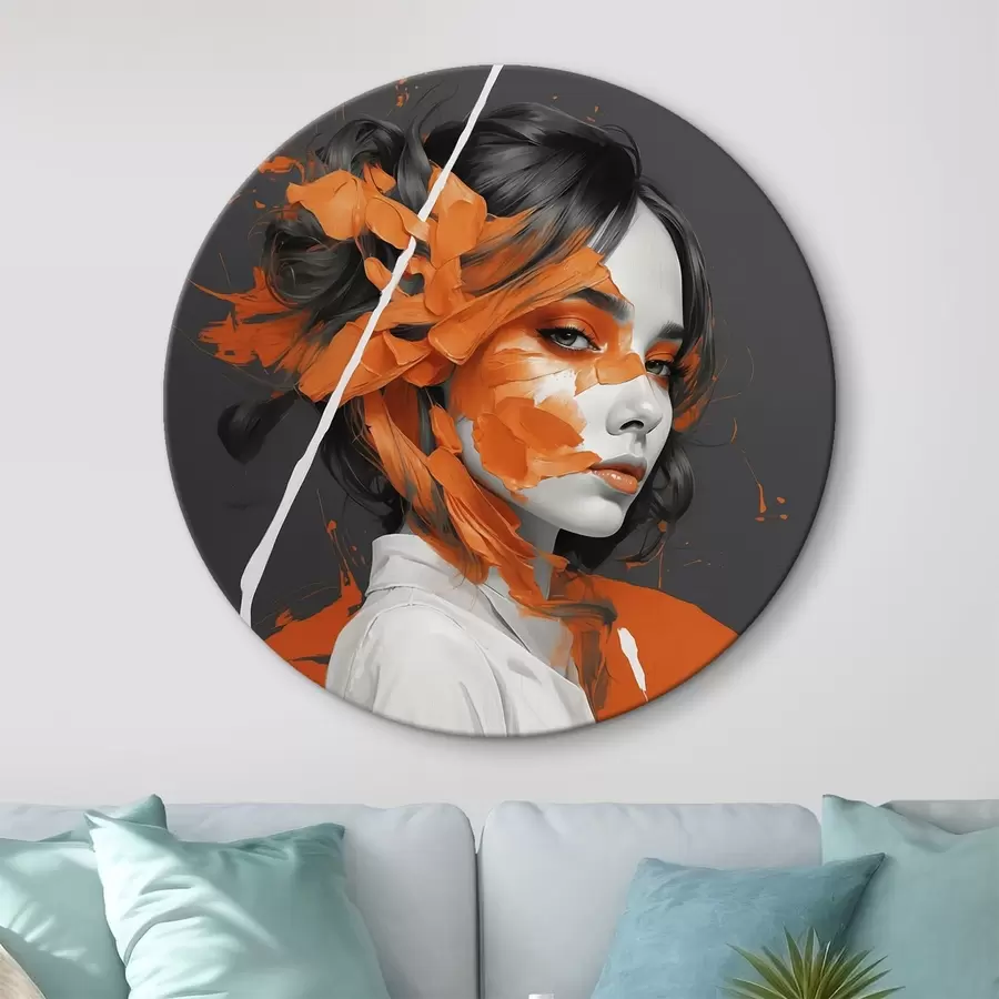 carta da parati Ritratto di donna con pennellate di arancione nr. r45489