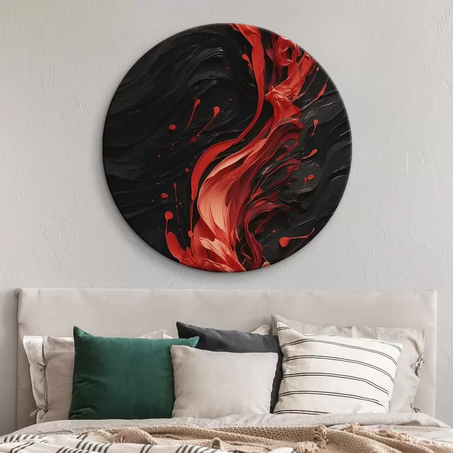 carta da parati Astratto con pennellate rosse su sfondo nero nr. r45490