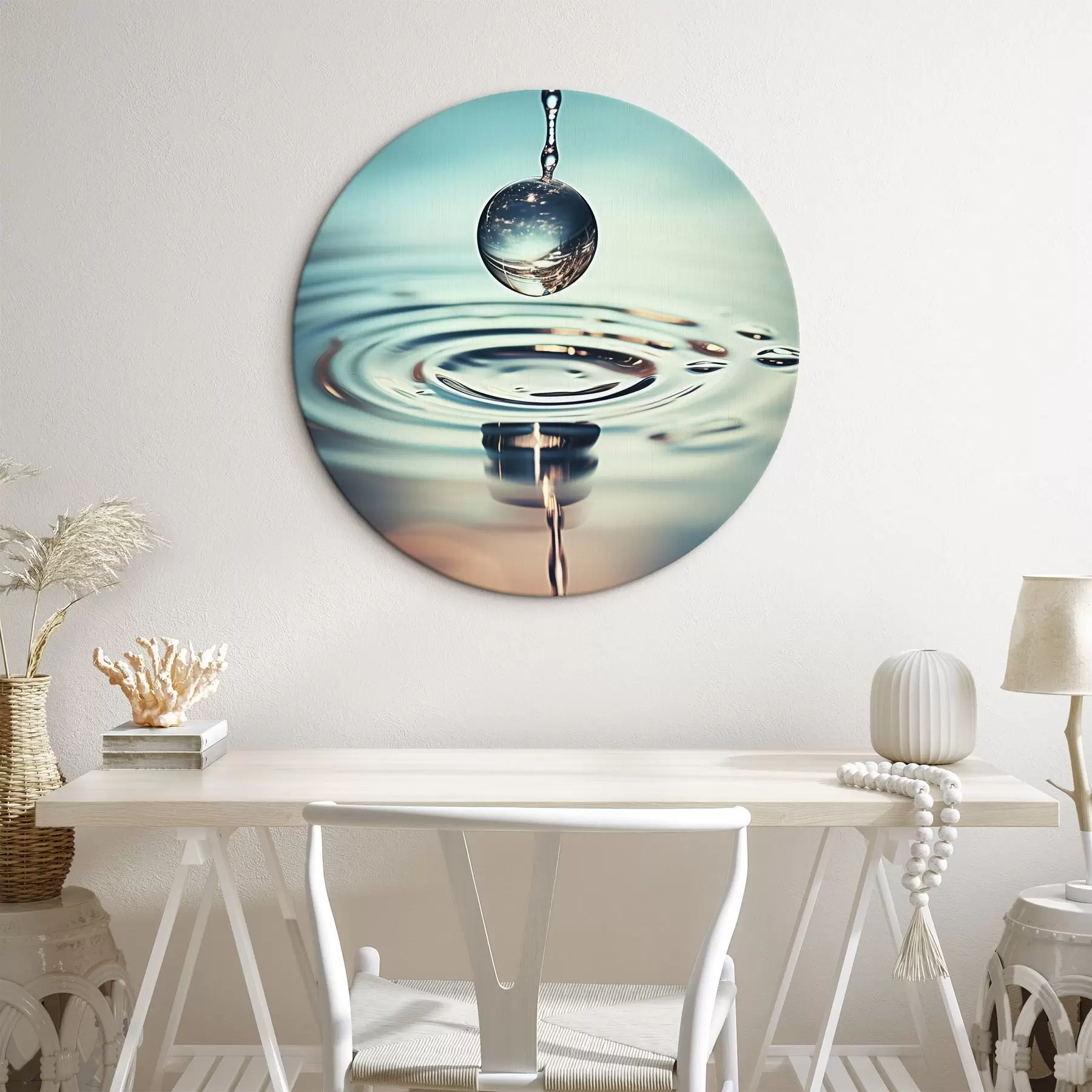 carta da parati Una goccia d'acqua che cade con lampi di luce nr. r45501