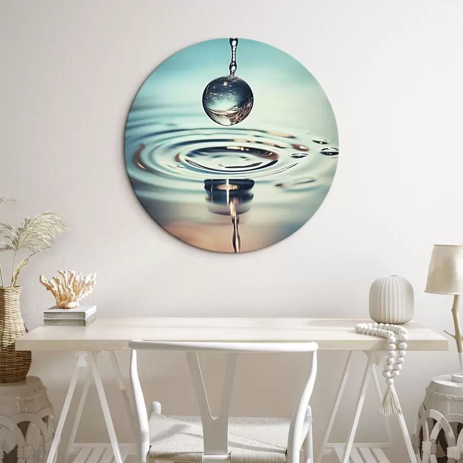 carta da parati Una goccia d'acqua che cade con lampi di luce nr. r45501