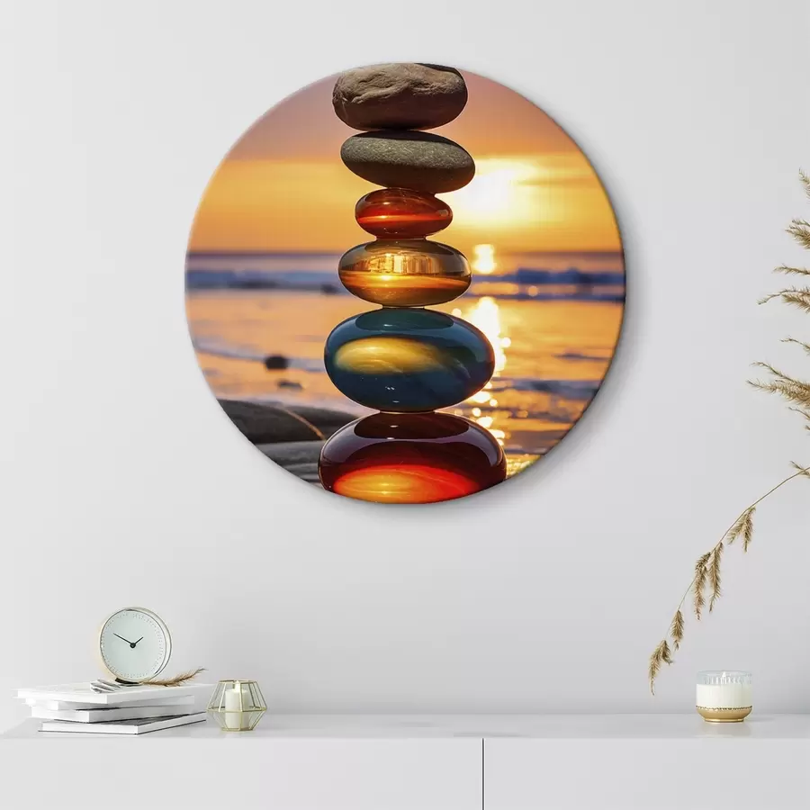 carta da parati Pietre accatastate sullo sfondo del tramonto nr. r45520