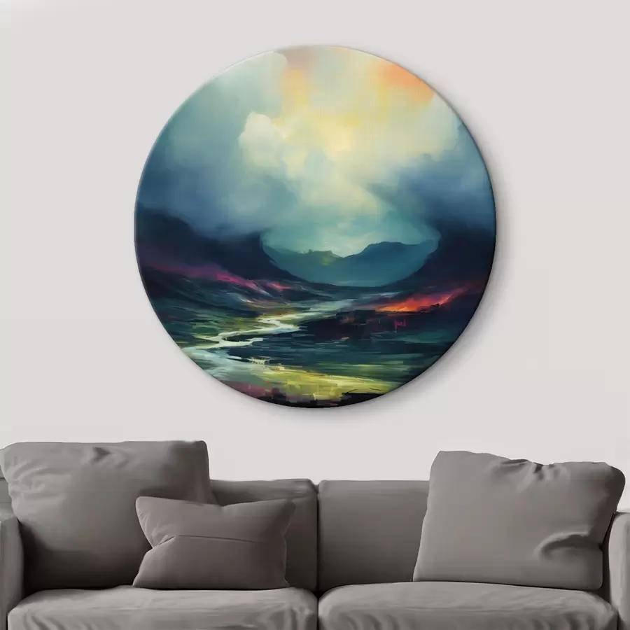 carta da parati Paesaggio astratto con fiume e montagne nr. r45627