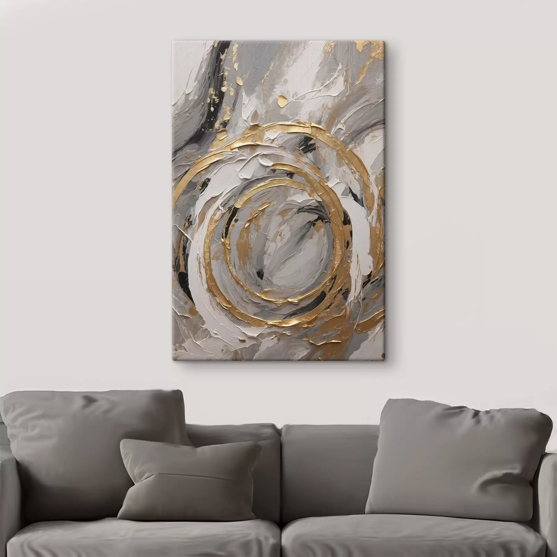 carta da parati Cerchi concentrici astratti nei toni del grigio e del bianco nr. s45487